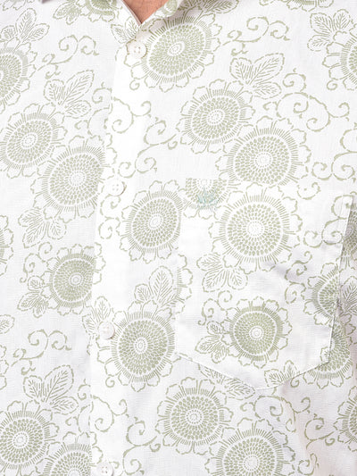 White Floral Print Shirt