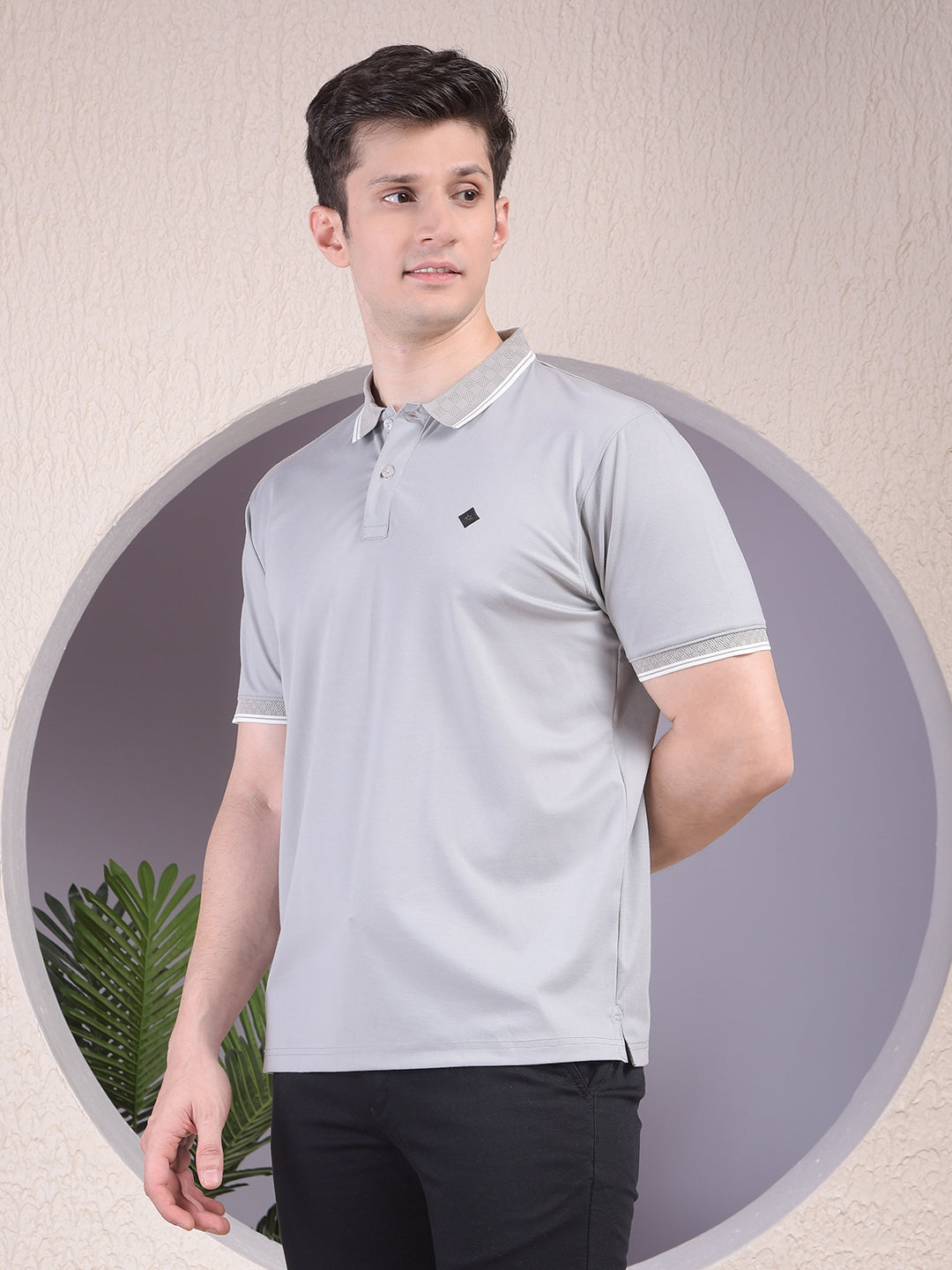 Grey Polo-Neck T-Shirt