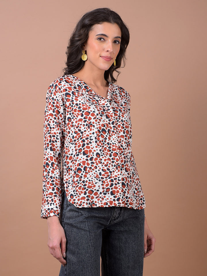 Maroon Printed V-Neck Shirt