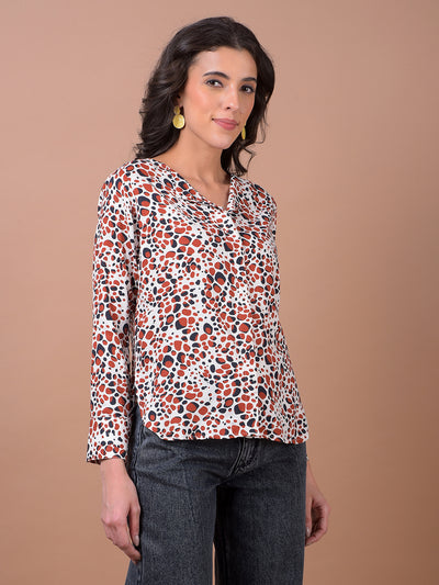 Maroon Printed V-Neck Shirt