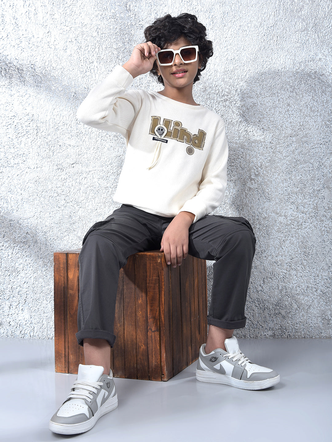 Cream Embellished Sweatshirt