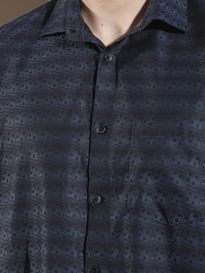 Blue Printed 100% Cotton Shirt