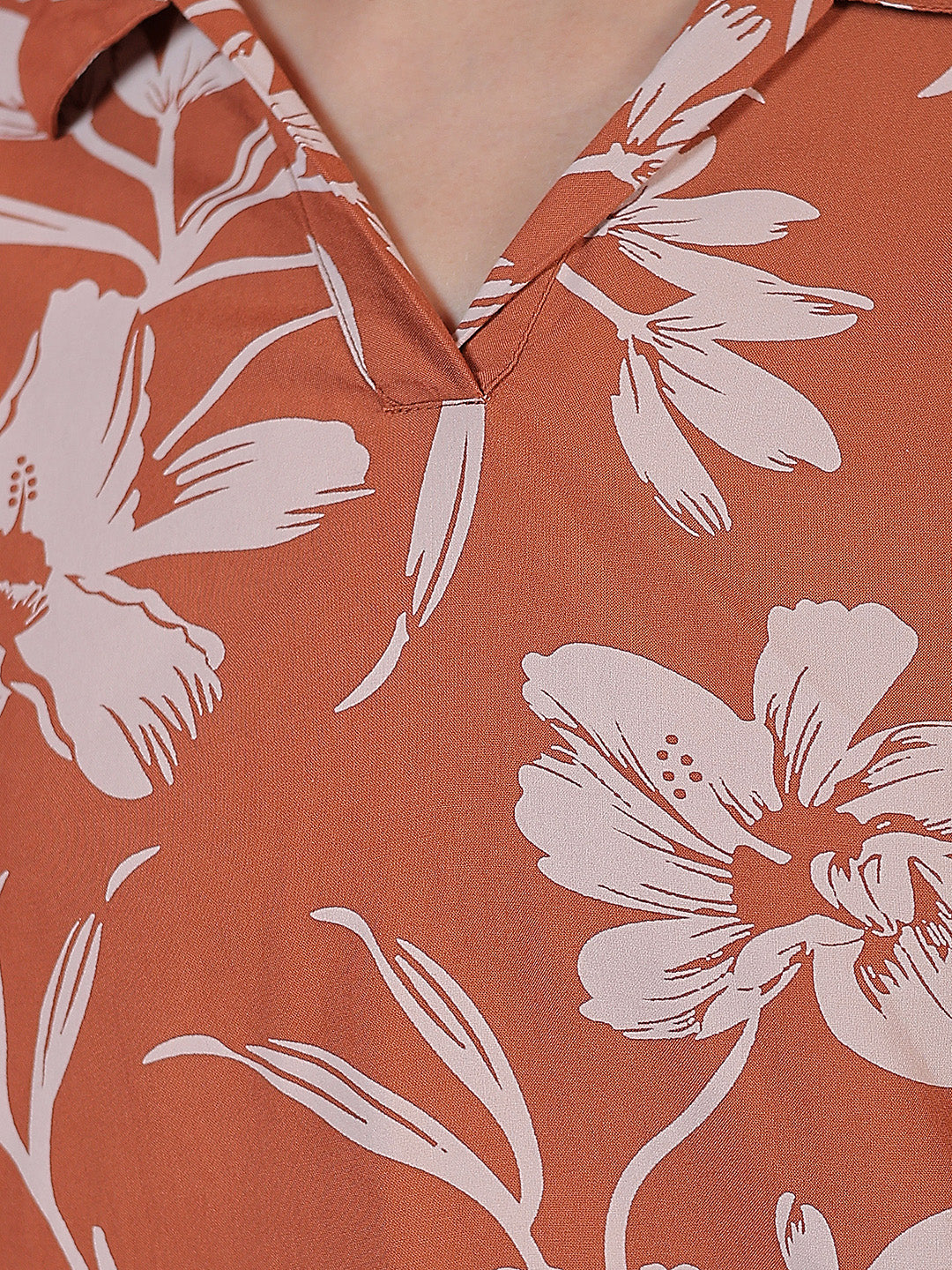 Brown Floral Print Top