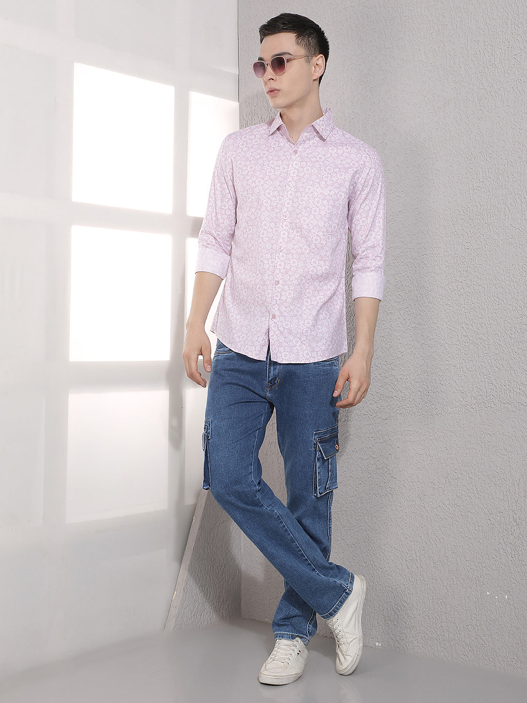 Pink Floral Print Modal Shirt