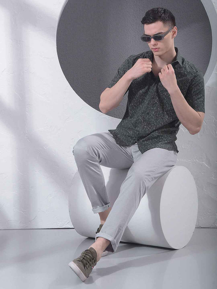 Green Floral Print 100% Cotton Shirt