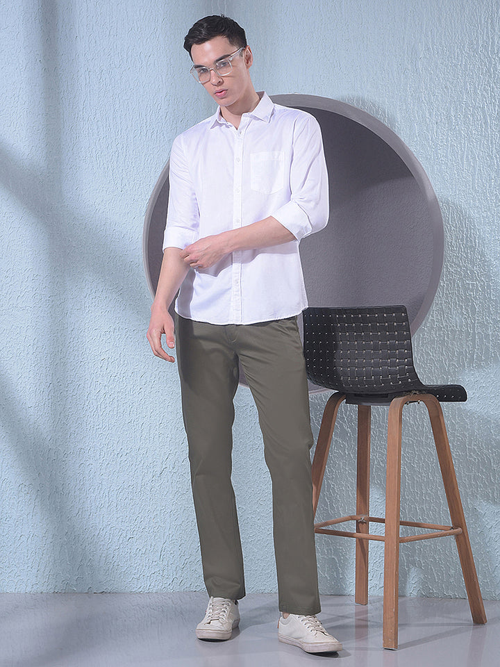 Modern Olive Straight Trousers