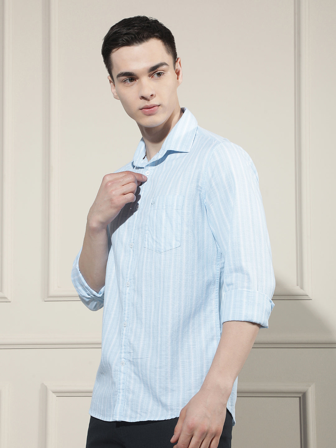 Blue Vertical Stripes 100% Cotton Shirt