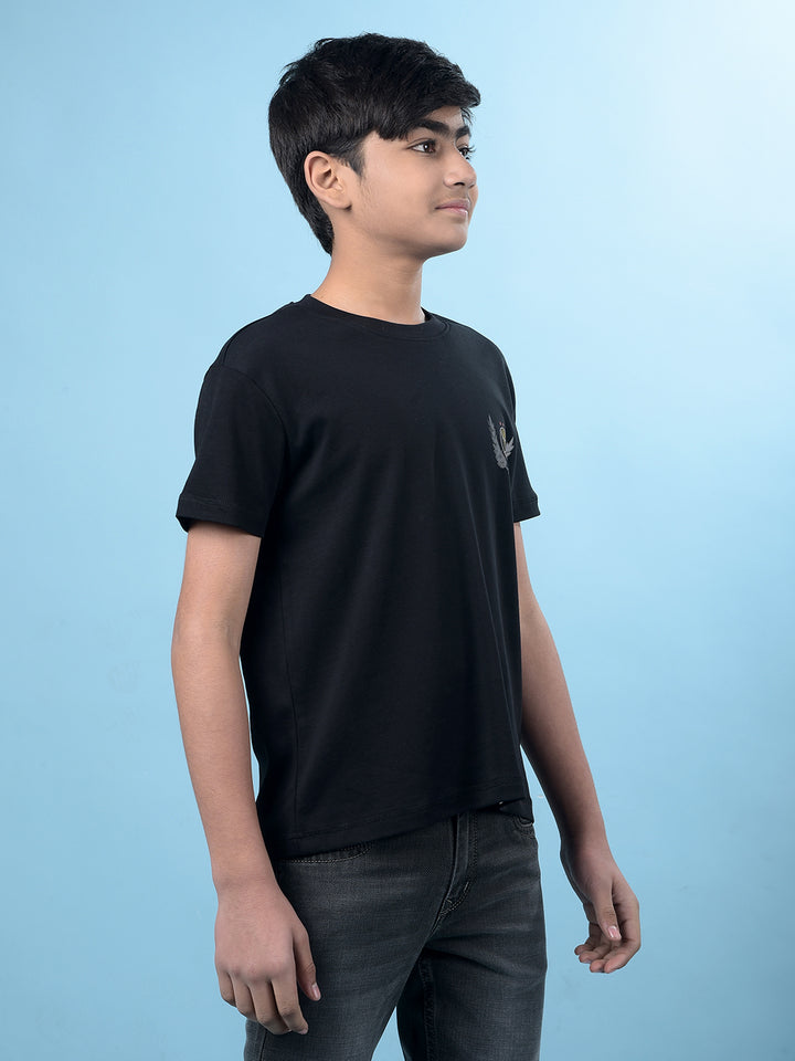 Black Graphic Print 100% Cotton T-Shirt
