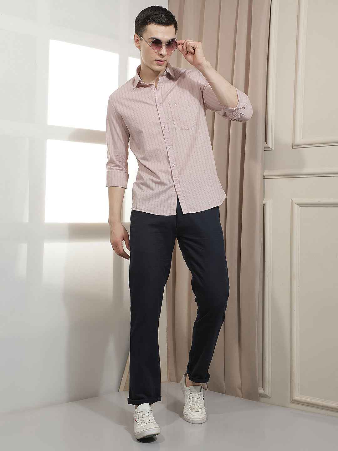 Pink Vertical Stripes Shirt