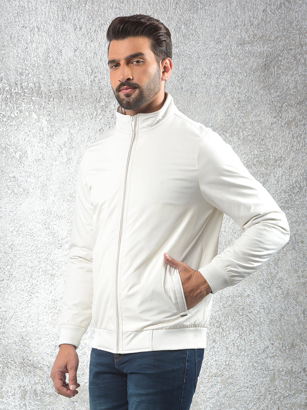 Modern Detailing Cream Puffer Jacket