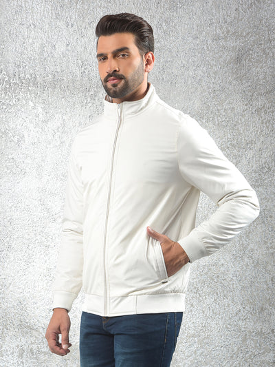 Modern Detailing Cream Puffer Jacket