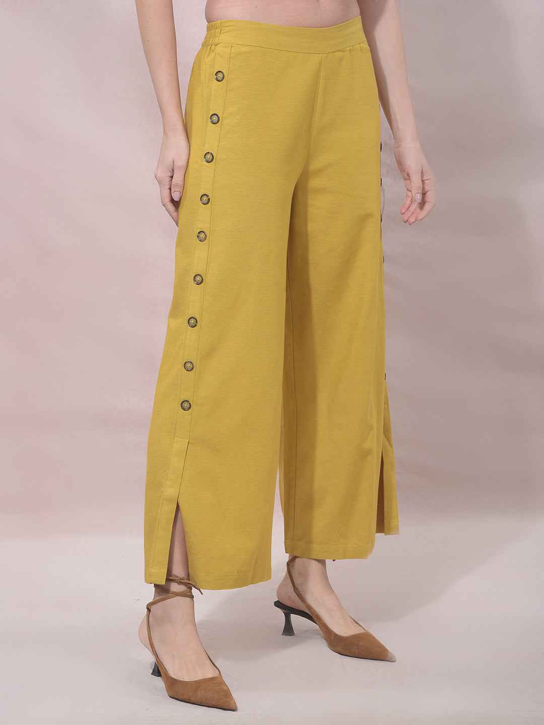 Mustard Wide Leg Casual Trousers