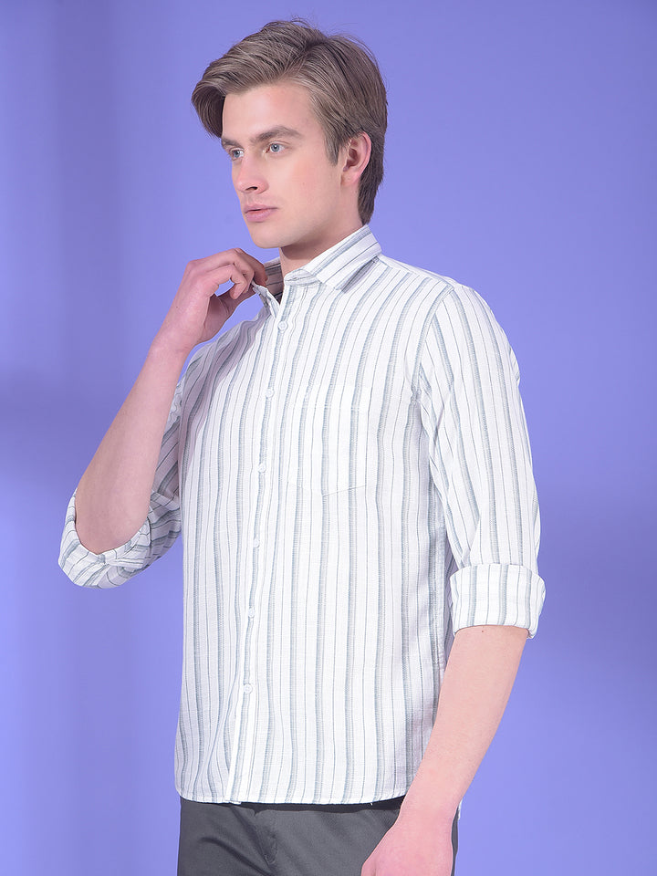 White Vertical Stripes 100% Cotton Shirt