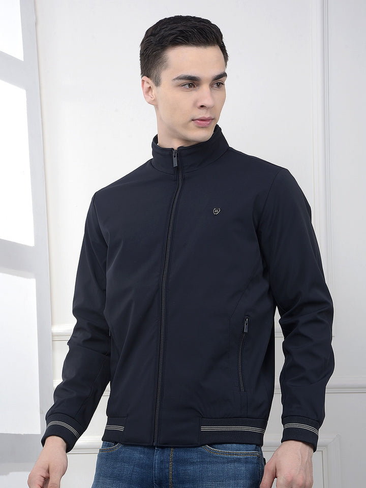 Minimalist Design Navy Blue Puffer Jacket