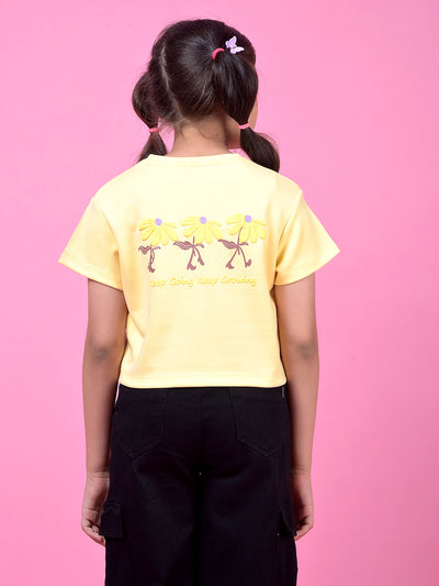 Yellow Graphic Print Cropped T-Shirt