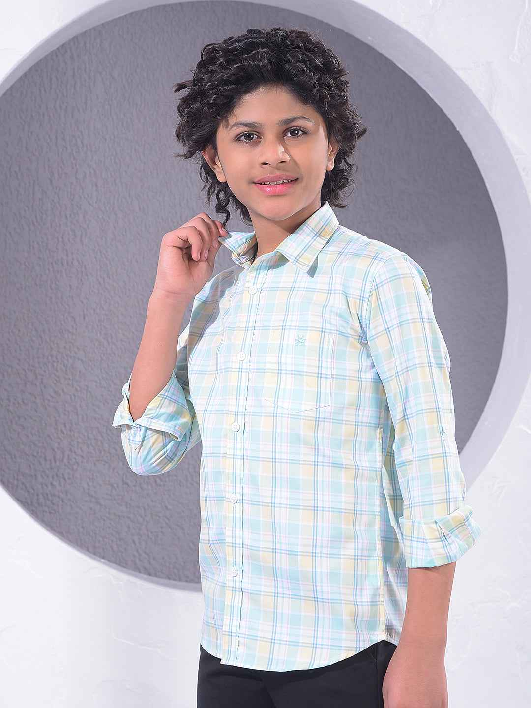 Green Checked 100% Cotton Shirt