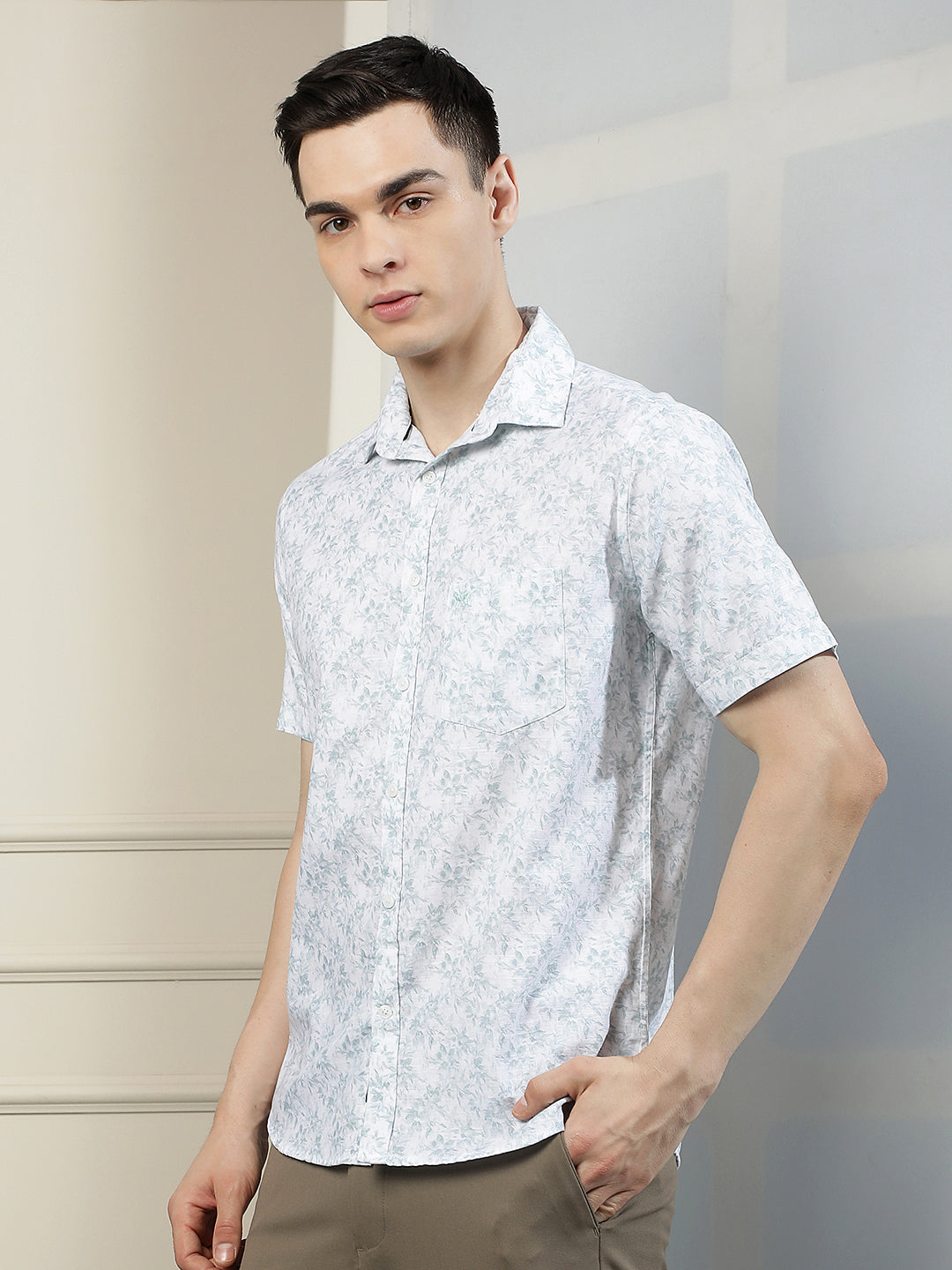 White Floral Print Shirt