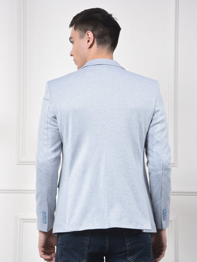 Blue Printed Notched Lapel Corduroy Blazer