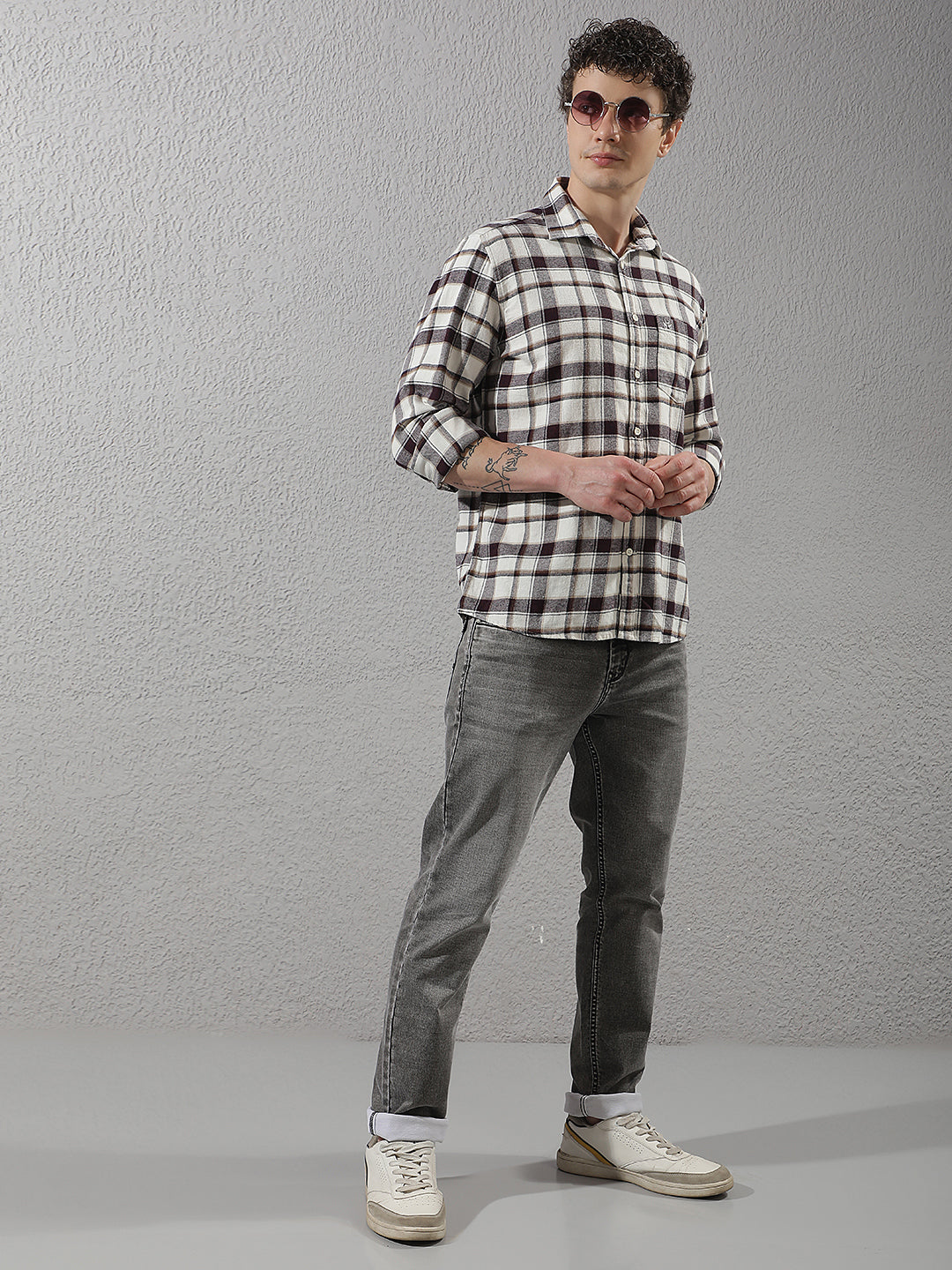 Maroon Checked 100% cotton Shirt