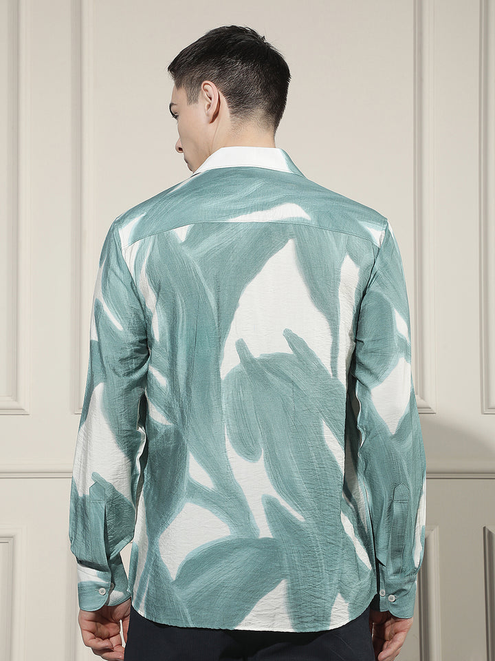 Green Botanical Print Shirt
