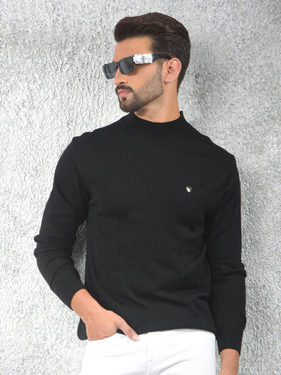 Black High-Neck Knitted Sweater