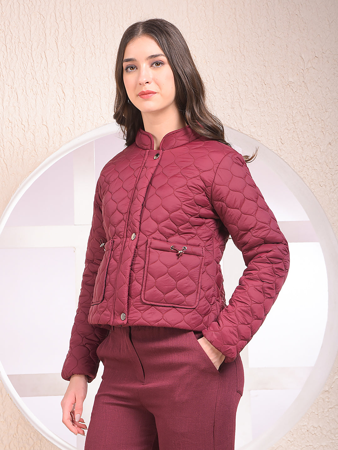 Radiant Maroon Quilted Jacket