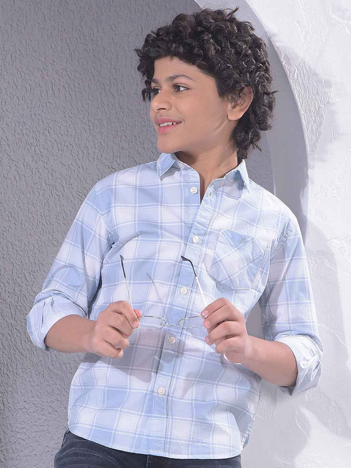 Blue Checked 100% Cotton Shirt