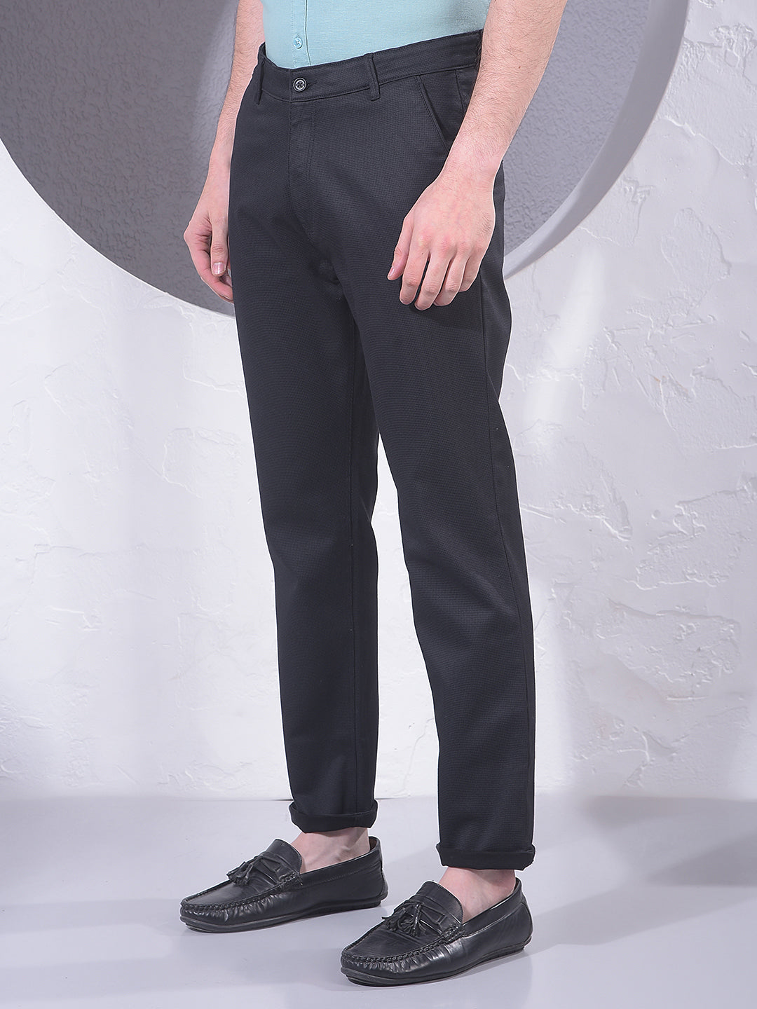 Urban Black Printed Trousers