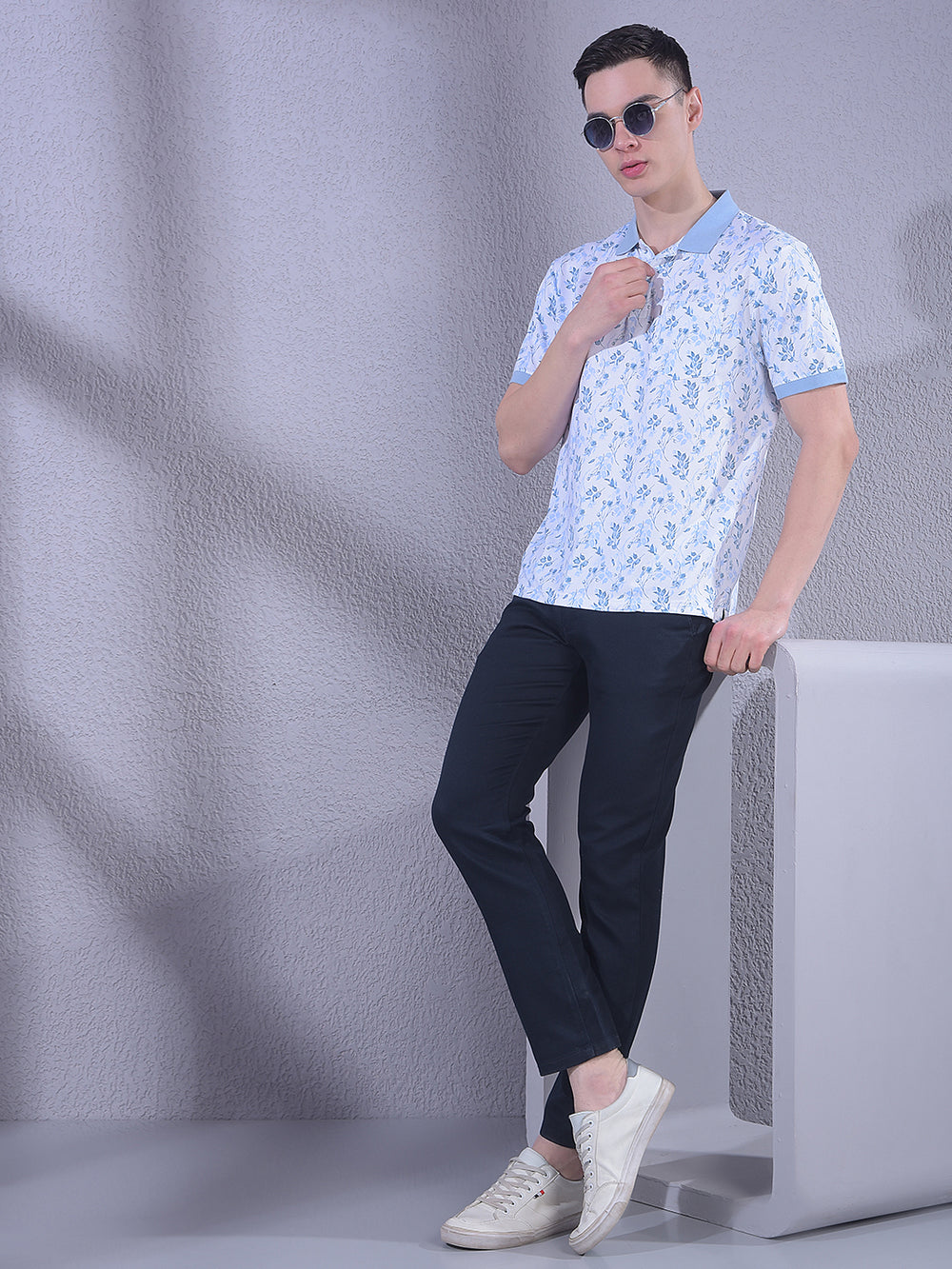 Blue Floral Print T-Shirt