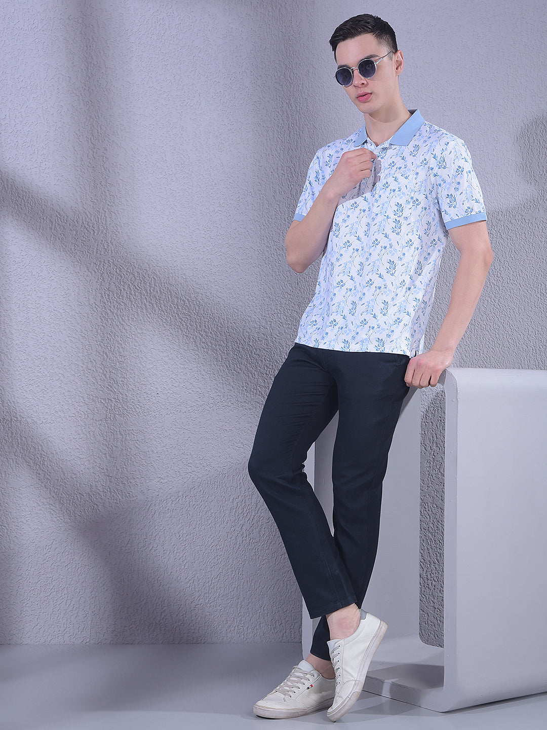 Blue Floral Print T-Shirt