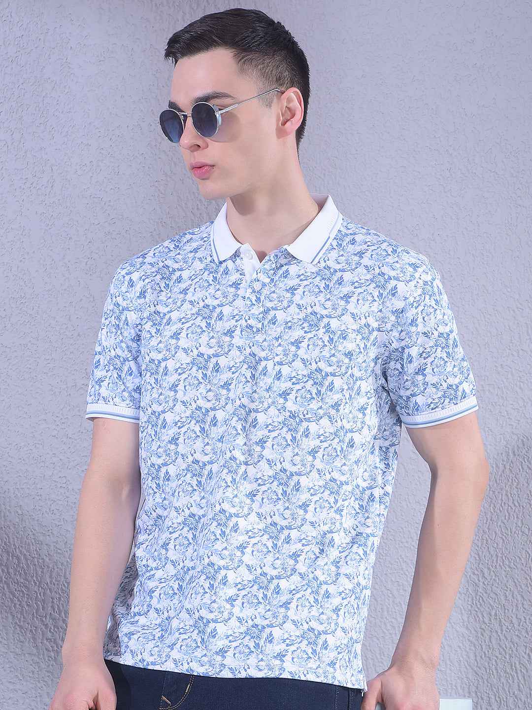 Blue Floral Print T-Shirt