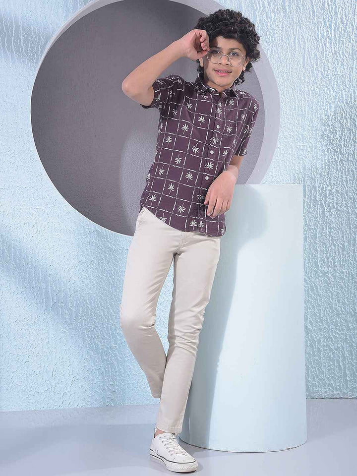 Wine Botanical Print 100% Cotton Shirt