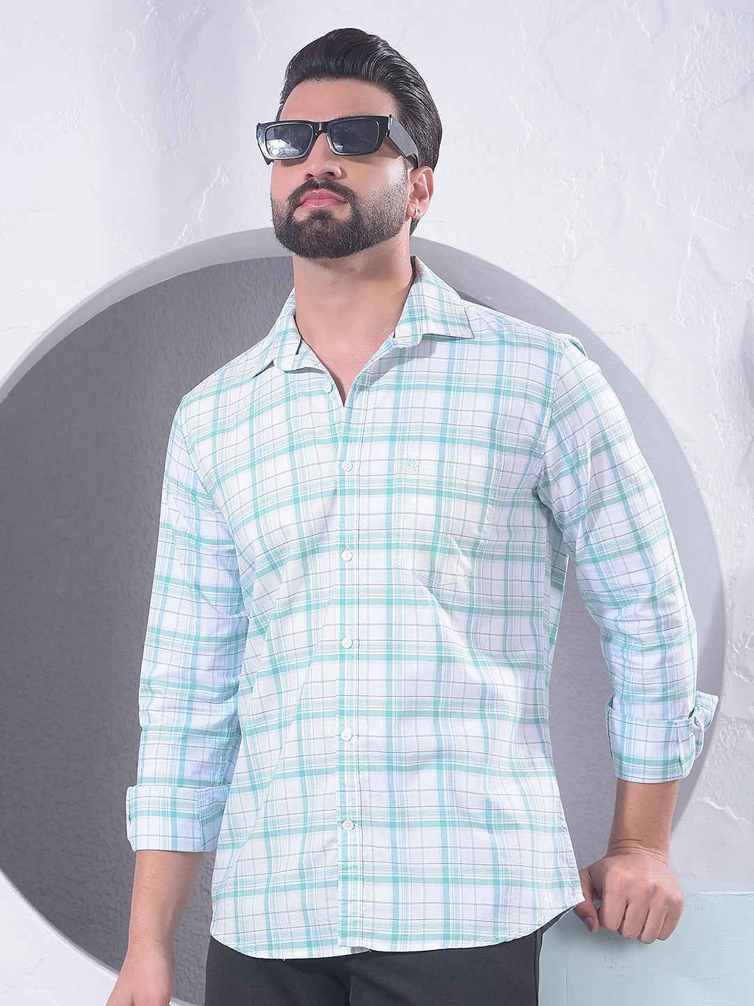 Green Checked 100% Cotton Shirt