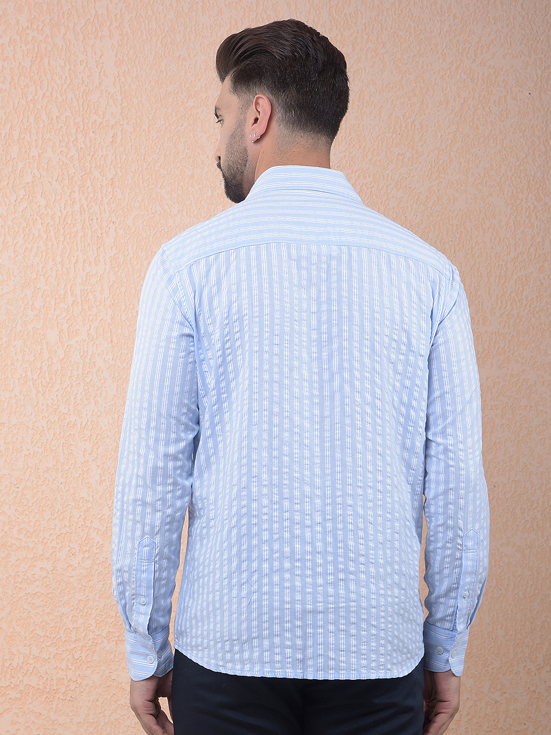 Blue Vertical Stripes 100% Cotton Shirt