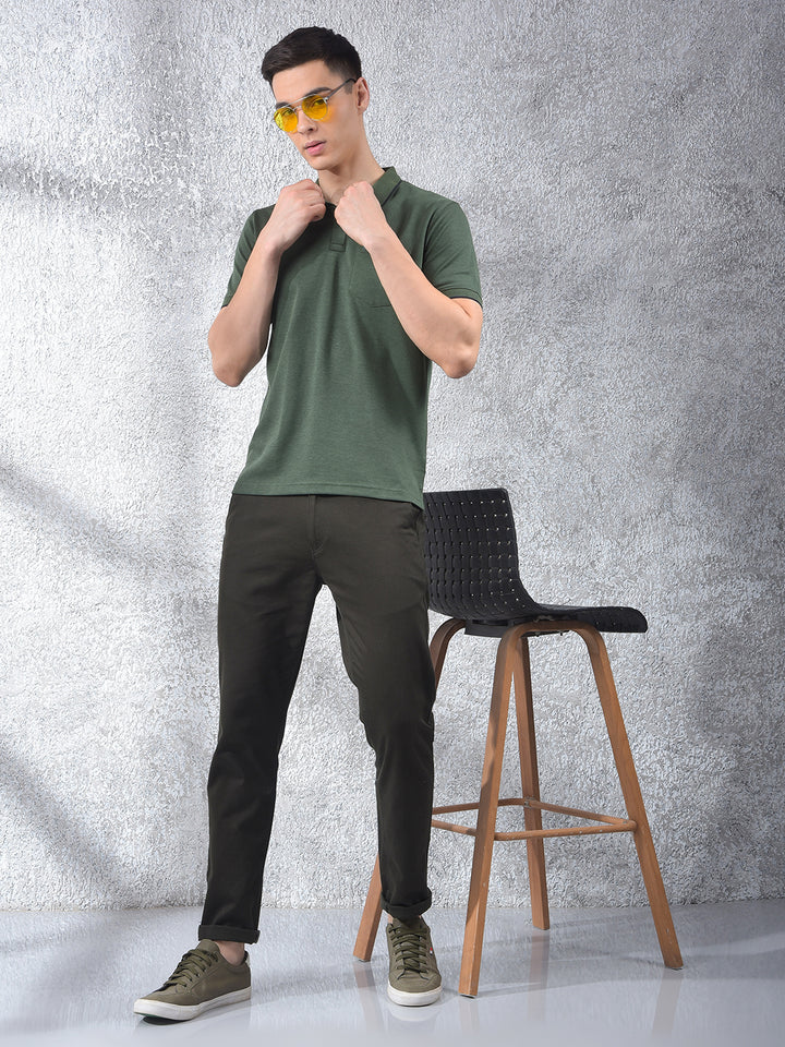 Green Polo Neck T-Shirt-Men T-Shirts-Crimsoune Club