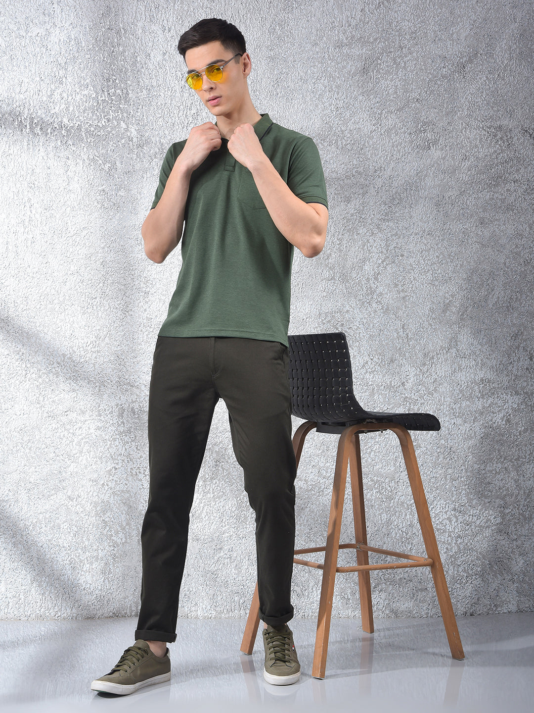 Green Polo Neck T-Shirt-Men T-Shirts-Crimsoune Club