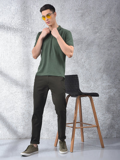 Green Polo Neck T-Shirt-Men T-Shirts-Crimsoune Club