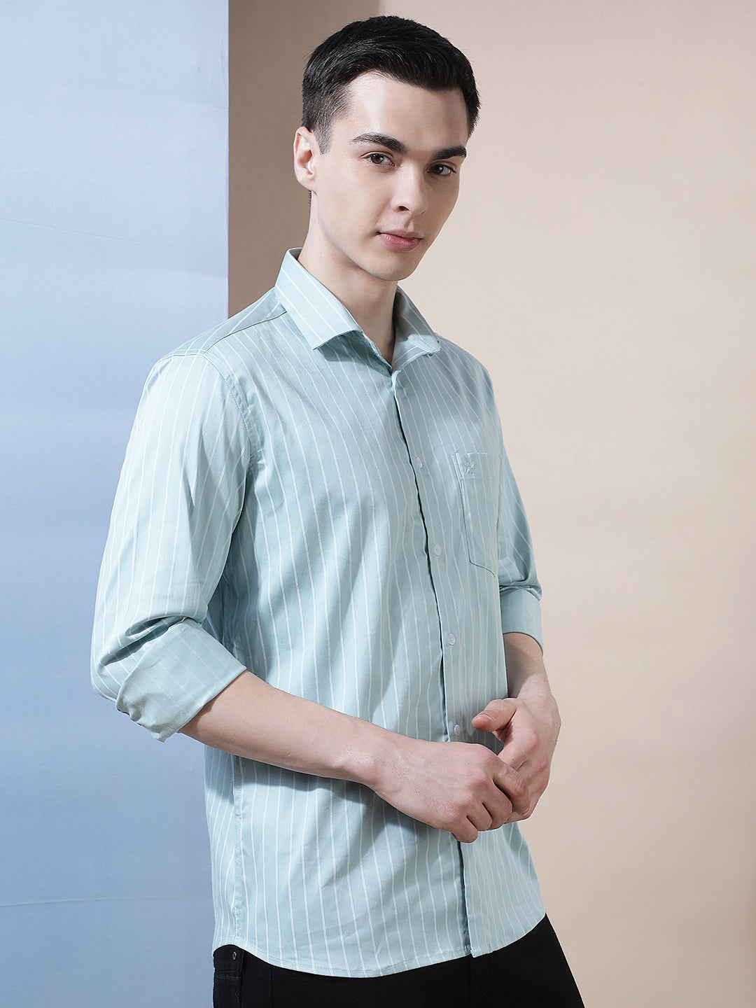 Green Vertical Stripes Shirt