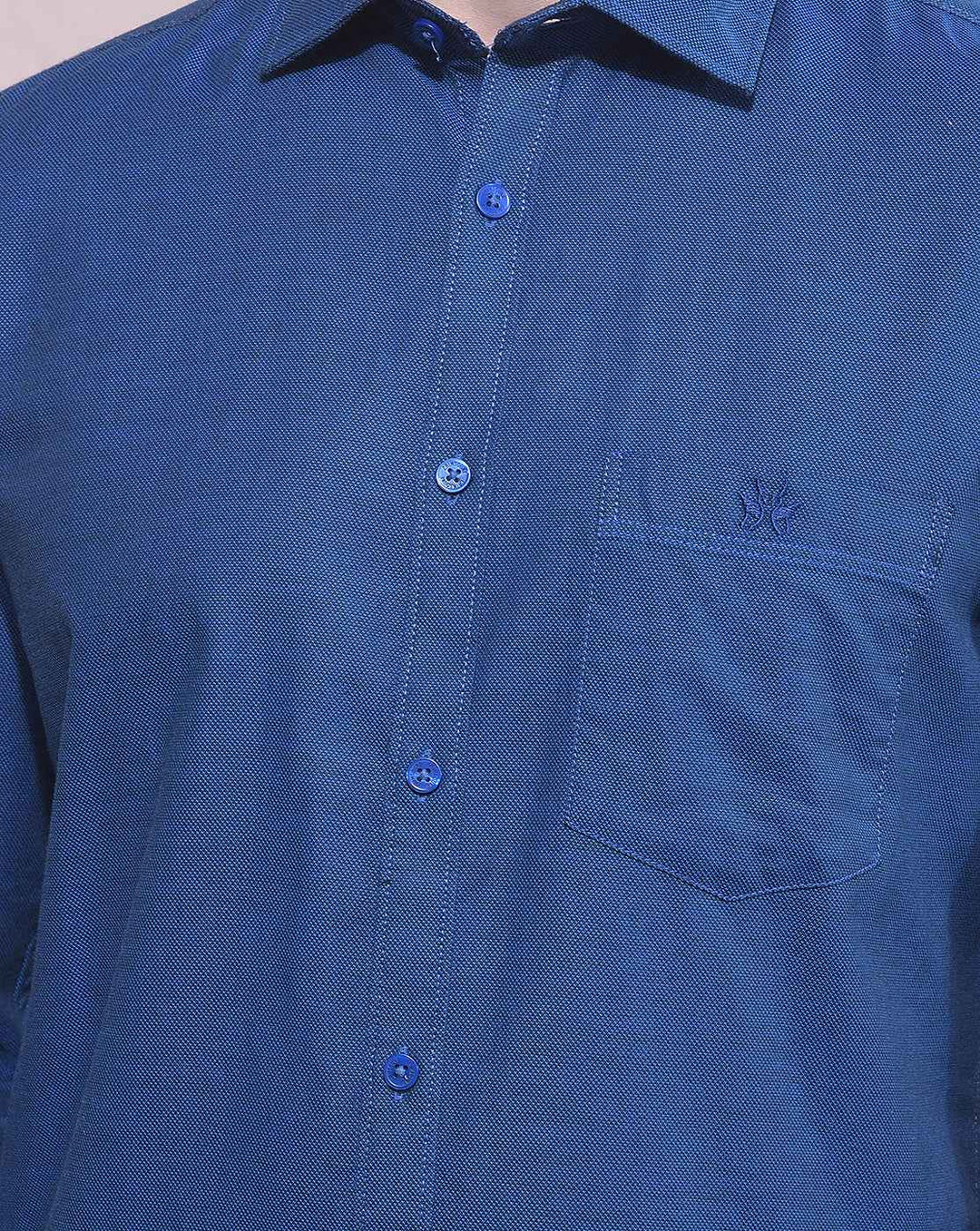 Blue 100% Cotton Casual Shirt