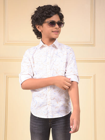 White Floral Print Shirt