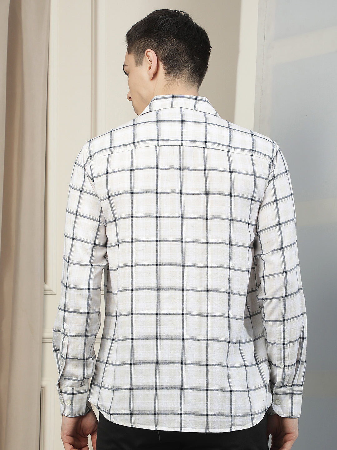 White Checked Linen Shirt