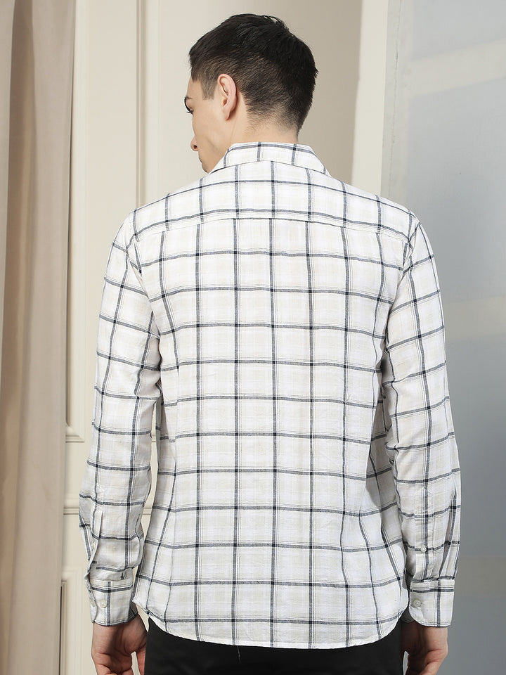 White Checked Linen Shirt
