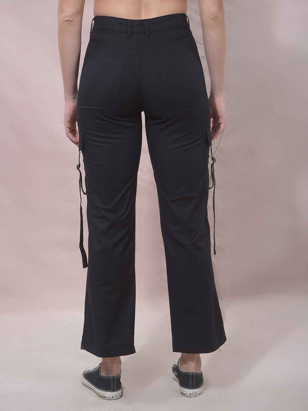 Black Twill Cargo Trousers