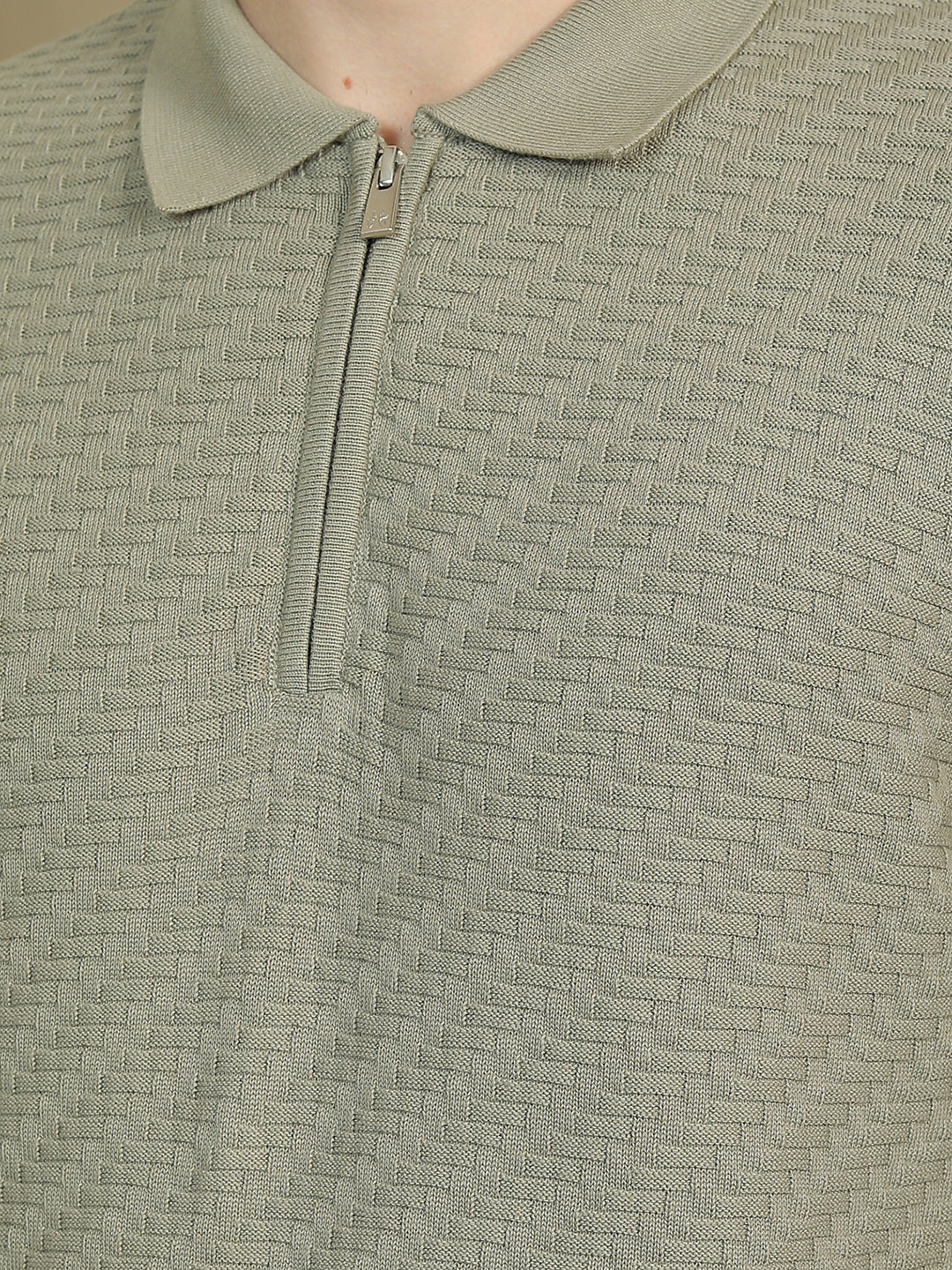 100% Cotton Green Polo Neck Sweater