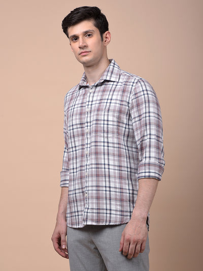 Purple Checked 100% Cotton Shirt