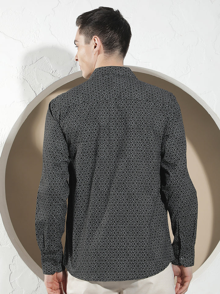 Black Printed 100% Cotton Shirt