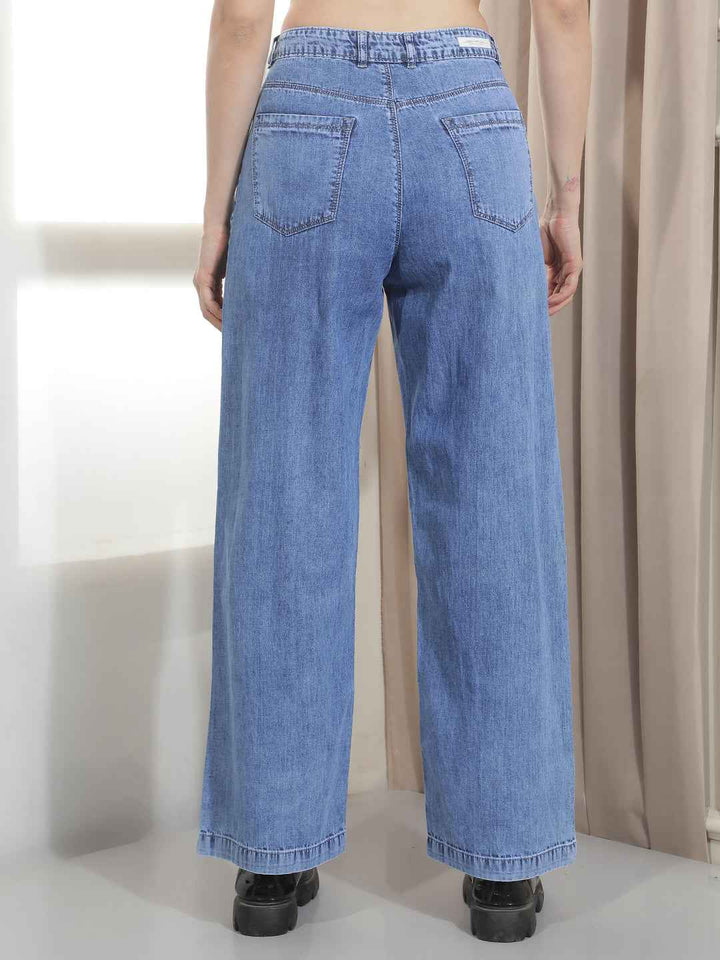 Blue 100% Cotton Loose Jeans
