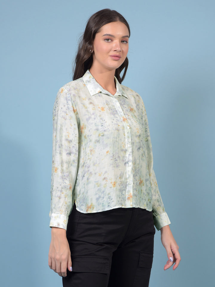 Purple Floral Print Shirt-Women Shirts-Crimsoune Club