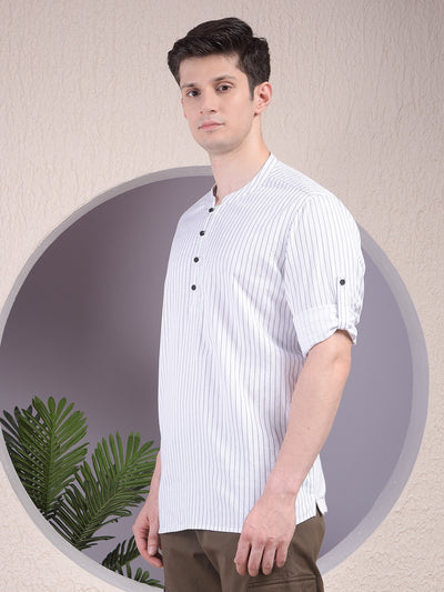 White Vertical Stripes Kurta