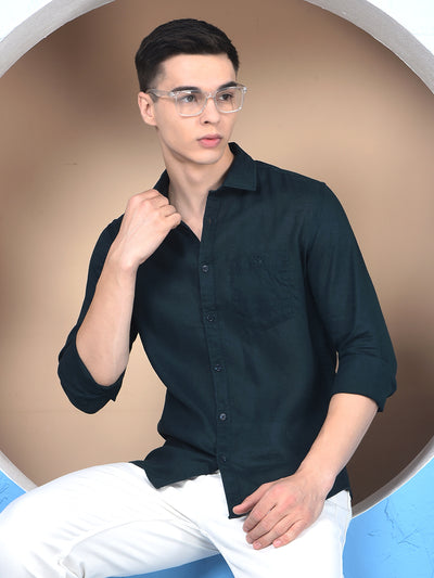Midnight Teal Linen Shirt